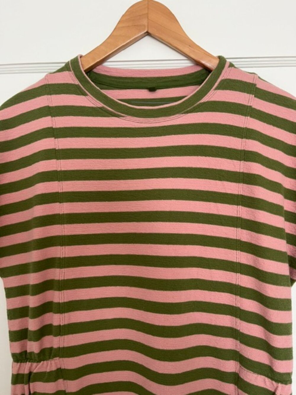 KOMODO Una Organic Cotton Mini Dress in Pink and Green Stripe | Size 6 - Picture 6 of 12